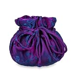 Drawstring Jewelry Pouch (Medium) - Silk Jacquard (Violet)