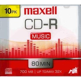Maxell 10-Pack CDR Recordable Media 80min for Music