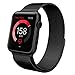 Teslasz Mesh Milanese Loop Stainless Steel Magnetic Buckle Wrist Band for Apple iWatch - Black 42mm