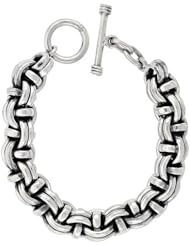 Sterling Silver Garibaldi Link Bracelet Toggle Clasp Handmade 1/2 inch wide, sizes 8, 8.5 & 9 inch