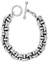 Sterling Silver Garibaldi Link Bracelet Toggle Clasp Handmade 1/2 inch wide, sizes 8, 8.5 & 9 inch