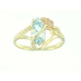 Beautiful! Authentic Yellow-gold Black Hills Gold Light Blue Ladies Topaz Ring by