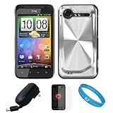 Silver Metallic Cosmo Wave Design Protective Snap-On Case Cover for HTC Dro ....