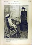 1896 Sketch Lady Applicant Job Gent Blind Man Old Print