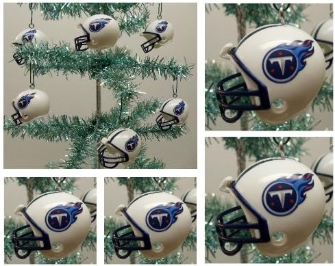 NFL Football Tennessee Titans Set of 6 Holiday Christmas Tree Ornaments Featuring Titans Team Helmet Ornaments Ranging from 1.5" to 2" Tall