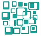 Wall Decor Plus More WDPM650 6-Inch and Smaller Funky Wall R/Squares Vinyl Sticker Decals, Teal, 20-