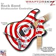 Bullseye Red on White WraptorSkinz Skin fits Rock Band Stratocaster Guitar for Nintendo Wii, XBOX 360, PS2 & PS3 (GUITAR NOT INCLUDED)