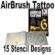 Abd Tat-set6 Airbrush Tattoo Stencils Set 6 Reuseable Tattoo Template Set, Book Contains 15 Unique Large Sized Stencil Designs