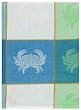 100% Cotton Jacquard Block Crab Aqua Blue Dishtowel 18" X 28" Set / 6