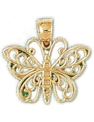 Dazzlers Solid 14k Gold Butterfly Charm Pendant Available in three colors from jewelsberry (weights: 1.0 grams only)