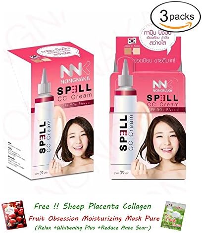 3 Boxes NNK NONGNAKA SPELL CC Cream SPF50+ PA+++ [Free Ceramine UV Line Ginkgo Plus Whitening Cream 8.50ml.]
