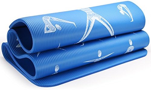 InfiDeals Comfort NBR Premium Print Exercise Yoga Mat with Carry Strap-Choose Your Design and Color, Maestro Blue