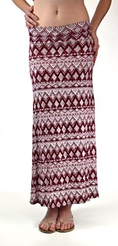 Colorful Stylish Long Spring Maxi Skirt (Large, Red Tribal)