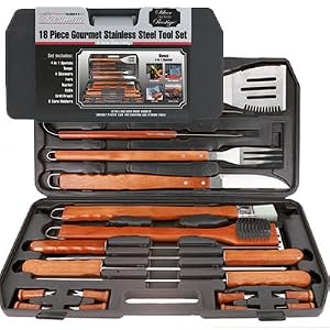 Mr BBQ 18 pc Gourmet Stainless Steel Barbecue Tool Set with Case # 02096P by