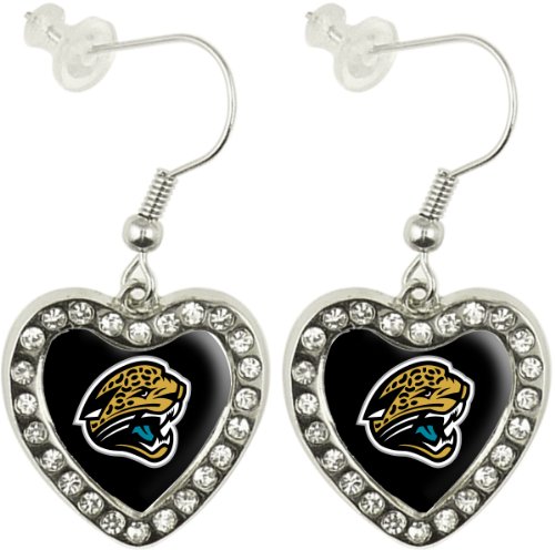 NFL Jacksonville Jaguars Crystal Heart Earrings with Team Logo