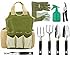 VREMI Horticulture Helper 9 pcs Garden Tools Set, Heavy Duty Cast-aluminum Heads, Ergonomic Handles