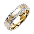 18K Two Tone Comfort Fit Wedding Bands - Width: 6mm - Sizes 5-13
