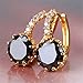 GUICX Gold Tone Captivating rhinestone Unique Party Round Black Hoop Earrings