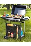 BARBECUE A GAZ 2 FEUX SUR CHARIOT A ROULETTE + COUVERCLE