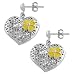 Rhodium & 14 Karat Gold over Silver Puffed Filigree Heart Dangle Earrings