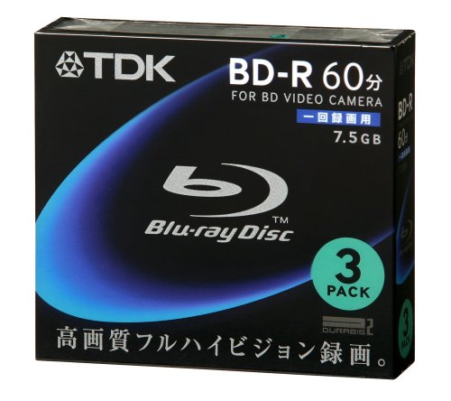 TDK ビデオカメラ用 8cmブルーレイディスク 1回記録用（BD-R） 7.5GB 3枚パック BRC75A3S