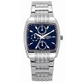 Men's Armitron Stainless Steel Blue Rectangle Face Watch - Silvertone