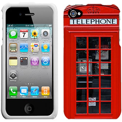 Apple iPhone 4 4S Red British Phone Booth Hard Case Phone Cover