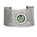 BLACK MESH WIDE BANGLE WITH GREEN & WHITE CZ