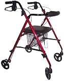 11 lbs. Lightweight Folding Rollator with Shopping Basket, Loops Breaks, Hand Brakes. Etc.