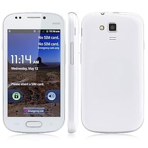 Generic Unlocked Quadband 2 sim with Android 2.3 OS (Android 4.1 UI) Smart Phone 4.0 Inch Capacitive Touch Screen Compatible with GSM carriers T-mobile Simple mobile (White)