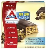 Atkins Advantage Chocolate Chip Cookie Dough Bar, 5-Count (Pack of 6)