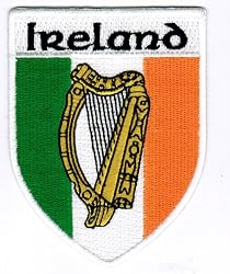 Ireland Shield Patch Irish Harp Flag Embroidered Iron-On Emblem
