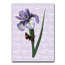 Happy Birthday with Iris - 5" x 7" Vellum Overlay Birthday Greeting Card