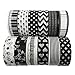 MOEUP 12pcs Black and White Washi Masking Tape Collage DIY (Mustern AFDR01)