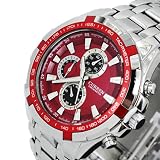 CURREN Red Stylish Quartz Movt Stainless Steel Watchband Mens Wrist Watch