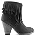 DailyShoes Women's Double Fringe High Top Ankle Booties High Heel Western Cowboy Boot