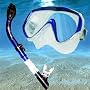 VISION Scuba Diving Dive Mask + Sahara Ultra Total Dry Snorkel Ice Blue Set RRP �59