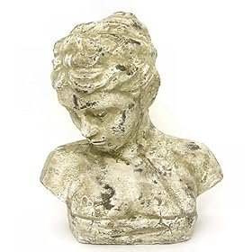 Classic Female Bust Stone Garden Ornament / Statue - Aged Distressed Antique Effect