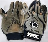 Carlos Santana Autographed/Hand Signed Cleveland Indians 2009 Game Used Blue/Grey Batting Gloves