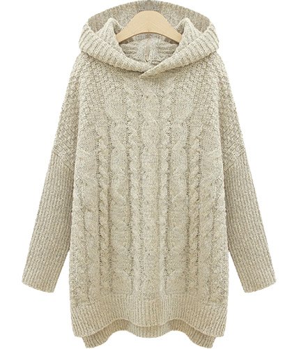 (イイネショップ) eeNeshop ツイスト編み パーカー ニット トップス