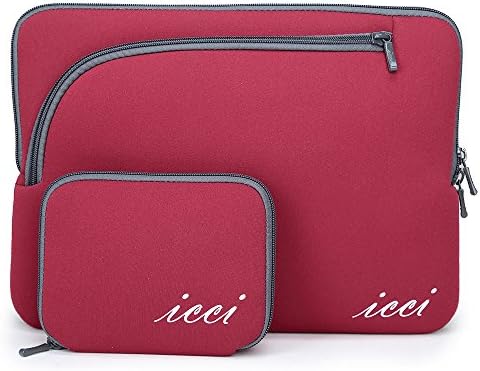 icci Universal 11.6 inch Ultrabook Laptop Notebook Sleeve + Accessory Bag for Apple Macbook Air 11, Chromebook 11 - Colour Red Wine