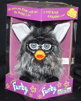 51ft3rRQTAL Furby Model 70 800 Mink Black + Gray Long Hair Shag Electronic Furbie