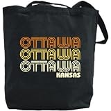 Canvas Tote Bag Black " Ottawa Retro Color " Kansas Usa City