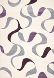 Modern Area Rugs 6x9 Ivory Purple Ribbon Stripes Gray