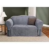 UPC 047293345357 product image for Sure Fit Soft Suede 1-Piece Sofa Slipcover, Smoke Blue | upcitemdb.com