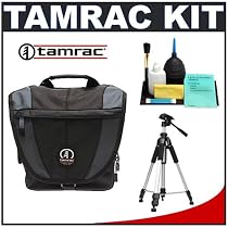Tamrac Adventure Messenger 3 DSLR Camera Bag (Grey/Black) + Tripod + Accessory Kit for Canon Rebel XSi, XS, T1i, XTi, 40D, 50D, Nikon D40, D60, D5000, D90, D300, D700, Olympus Evolt E-30, E-450, E-520, E-620, and Sony Alpha A200, A300, A350, A700 Digital SLR Cameras
