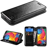 The Smart Choice (Tm) [Samsung Galaxy Avant / G386t (T-mobile) Wallet Case] Wallet Flip Case Pouch Cover Fold Stand Case Premium Leather Wallet Flip Case Pu Leather with Card Slots {Free Touch Pen} (Black Leather Wallet Case)