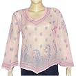 Women Shirts Cotton Long Sleeve Top Blouse Chikan Embroidery Size L (ctop341)