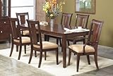 IMAGE OF 7pcs Formal Dining Table and Chairs Set in Rich Walnut Finish