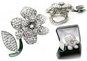 Beautiful XX-Large Sex and the City Inspired ICE Crystal Rose Flower Ring Stretchy Band ~ Fits ANYONE ~ Spans 2 Fingers (2.25") ! Comes in Velvet Gift Box